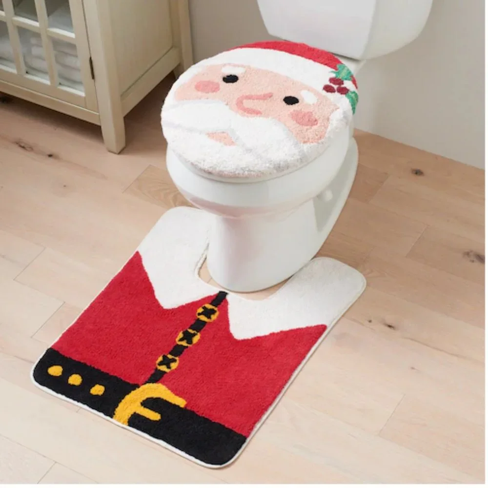 St. Nicholas Square Festive Contour Bath Rug & Toilet Lid Set - Santa